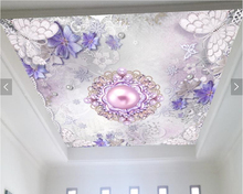 Custom ceiling wallpaper, jewelry, flowers Butterfly murals for living room sofa ceiling wall decorative papel de parede 2024 - buy cheap