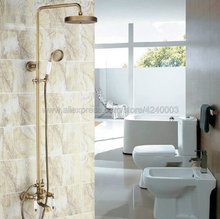 Antique Brass Rain Shower Head Faucet Set Wall Mount Mixer Tap Handheld Wand Shower Sprayer Krs149 2024 - buy cheap