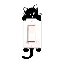 Hot Sale Cute New Cat Wall Stickers Light Switch Decor Decals Art Mural Baby Nursery Room Sticker PVC Wallpaper for living room 2024 - buy cheap