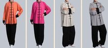 Roupas unissex de algodão e linho, alta qualidade, tai chi, kung fu, uniformes de artes marciais, laranja/cinza/rosa, preto 2024 - compre barato