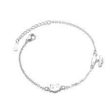ANENJERY 925 Sterling Silver Simple Fashion Cut Cat Fish Bracelet For Women Girl Gift pulseira S-B170 2024 - buy cheap