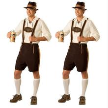 FREE SHIPPING Mens Lederhosen Oktoberfest Octoberfest Bavarian German Beer Costume size S-2XL 2024 - buy cheap