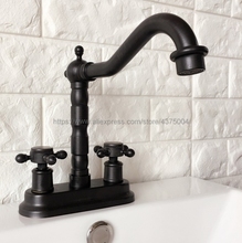 Oil Rubbed Bronze Double Handle Bathroom Faucet Basin Sink Tap Hot and Cold Water Mixer Tap Deck Mounted Bathroom Faucet Nhg069 2024 - buy cheap
