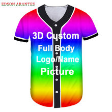 Personalizado camisa de beisebol tshirt unisex masculino arco inferior logotipo imagem de texto uniformes da equipe impressão 3d botão para baixo camisa mais tamanho XXS-6XL 2024 - compre barato
