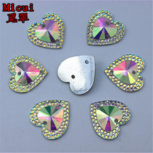 Micui 100 piezas 16mm AB Color corazón resina cristales piedras Strass suelta diamantes de imitación coser para coser accesorios ZZ12 2024 - compra barato