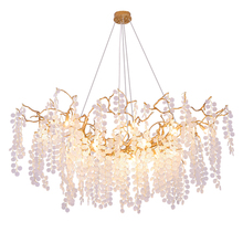 Phube Lighting Larger Artistic Copper Branches Chandeliers Light Glass tree Leaves Chandelier Villa Lustre Chandeliers 2024 - buy cheap