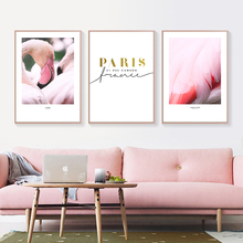 Pink Flamingo Feather Canvas Art Wall Painting Paris Quote Posters and Prints Nordic Decoration Picture Living Room Home Decor 2024 - buy cheap