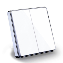 White Color Luxury Glass Mirror Surface 2 Gang 1Way/2Way Wall Switch Home Hotel 86mm Square Panel Light Switch 2024 - buy cheap