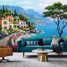 Custom 3D Mural Wallpaper Mediterranean Oil Painting Landscape Wall Papers Home Decor Living Room Sofa TV Background Wall Paper 2024 - buy cheap