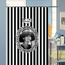 1 Pc Vintage Shower Curtain Bathroom Curtain Audrey Hepburn White And Black Strip Blind Cortina Polyester +12 Plastic Hooks 2024 - buy cheap
