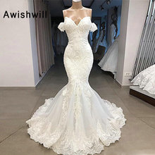 New Arrival Women Wedding Dress Mermaid Off The Shoulder Lace Appliqued Beaded Bridal Wedding Gowns Trumpet Vestidos de Novia 2024 - buy cheap