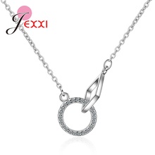 Women Fashion 925 Sterling Silver Necklace Chains Cubic Zirconia Geometric Pendant Necklaces Korean Style Jewelry Collar Gift 2024 - buy cheap