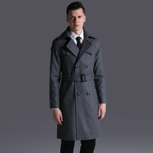 Minglu-abrigos de lujo para hombre, gabardina de cintura ajustable con cinturón, color sólido grueso, doble botonadura, de talla grande 6xl 2024 - compra barato