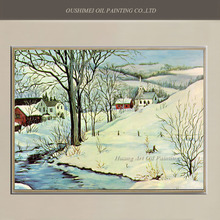 Pintura al óleo de paisaje de nieve moderna para decoración para las paredes del salón, lienzo pintado a mano para regalo de Navidad, novedad 2024 - compra barato