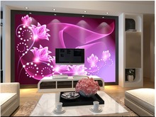 Personalizado foto papel de parede 3d murais papel de parede sonhador flor roxa pintura no fundo para sala estar 2024 - compre barato