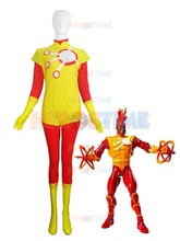 Halloween Costume Yellow And Red Firestorm costume Spandex fullbody Superhero zentai suit hot sell 2024 - buy cheap