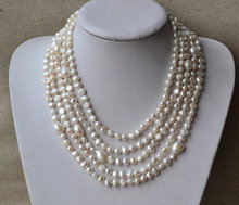 Encantadora joyería de perlas reales, collar de perlas de 100 pulgadas de largo, collar de perlas de agua dulce de Color blanco de 6-12mm, joyería de mujer perfecta 2024 - compra barato