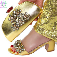 Zapatos y bolsos de tacón alto decorados con diamantes de imitación para mujer, conjunto de bolsos y calzado de diseño italiano, novedad 2024 - compra barato