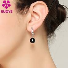 RUOYE Fashion Black Red Stone Dangle Earrings Long Earrings For Women Crystal Inlay Ear silver Color Jewelry kolczyki 2024 - buy cheap