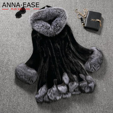 Plus Size S-6XL Women Artificial Fur Coat Hooded Female long Silver Fox Fur Collar Rabbit Fur Jacket Outerwear Winter Coat 2024 - buy cheap