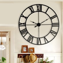 Reloj de pared hueco, moderno, 3D, grande, hierro negro, números romanos, decoración del hogar, nuevo, 80 cm 2024 - compra barato