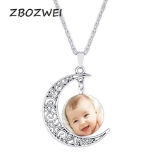 Foto de personalidad hecha a mano, Media Luna, collar de Gargantilla para bebé, niño, papá, mamá, hermano, hermana, papá, mamá, foto personalizada privada 2024 - compra barato