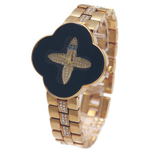 G & D-Relojes de pulsera de acero inoxidable para Mujer, pulsera femenina de cuarzo con trébol de cuatro hojas 2024 - compra barato