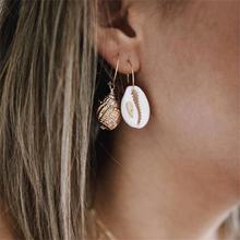 Conjunto de 2 unidades de pendientes bohemios para mujer, juego de pendientes con conchas de cristal, conjunto de pendientes dorados para mujer, accesorios de joyería para fiesta en la playa 2024 - compra barato