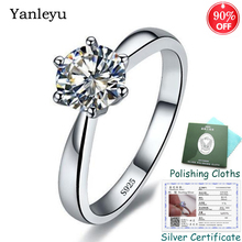 Send Silver Certificate ! Yanleyu 100% 925 Sterling Silver 1ct 6mm CZ Diamant Solitaire Rings for Women Engagement Jewelry PR248 2024 - buy cheap
