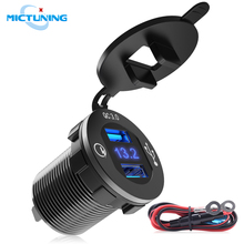 MICTUNING-cargador de coche de carga rápida 3,0, 12V-24V 36W, enchufe USB Dual de aluminio para camión con voltímetro Digital LED y kit de fusible de cable 2024 - compra barato