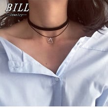 N757 Multilayer Chokers Necklaces For Women Triangle Geometric Pendant Necklace Collares Fashion Jewelry Bijoux Colar 2018 2024 - buy cheap