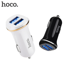 Hoco carregador de carro duplo usb, adaptador de 5v 2.1a com 2 portas de luz led, carregador de carro para iphone xs max 8 7 plus para samsung s9 s8 2024 - compre barato