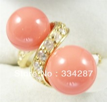10mm white pink gray black yellow blue red black shell pearl 18KGP ring 2024 - buy cheap
