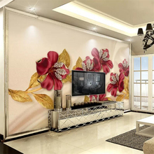beibehang Customized large wallpaper 3D mural luxury diamond flower jewellery TV background wall papers home decor 3d wallpaper 2024 - buy cheap