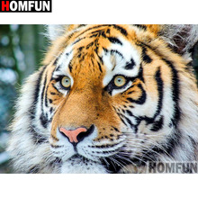 HOMFUN-pintura diamante 5D DIY "Animal tiger", bordado 3D con diamantes de imitación cuadrados o redondos, estilo punto de cruz 5D, decoración del hogar, A13478 2024 - compra barato