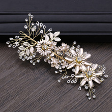 Gold Wedding Clip Crystal Rhinestone Bridal Comb Barrettes Handmade Leaf Flower Hairpins Headpiece Women Hair Accessories Tiaras 2024 - buy cheap