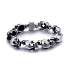 New  personality titanium steel jewelry wholesale three-dimensional small skull bracelet tide male punk 2024 - buy cheap