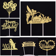 1pcs Creative Cake Topper Happy Birthday Flags Princess Gold Silver For Family Birthday Party Cake Baking Decoration Supplies 2024 - buy cheap