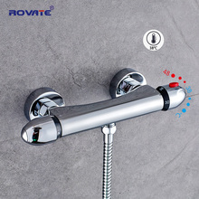 ROVATE Bathtub Faucet Thermostat ControBrass Wall Mounted Chrome Bath Tap Mixer for Tub 2024 - buy cheap
