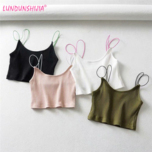 LUNDUNSHIJIA 2019 New Arrival Summer Sexy Short Inlay Color Camisole Women Streetwear Trendy Sleeveless Basic Crop Tops 4 Colors 2024 - buy cheap