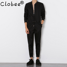 Clobee-macacão masculino de manga comprida, elegante, fresco, slim fit, calças de harém, hip-hop, macacão preto 2024 - compre barato