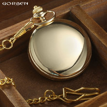 Luxury Gold Smooth Design Pocket Watch Men Retro Roman Number Dial Steampunk Mens Womens Quartz Pocket Watch With FOB Chain Gift 2024 - buy cheap