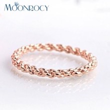 MOONROCY Trendy Rings Rose Gold / Silver Color Simple Hemp Flowers Fashion Jewelry Wholesale  Ring for women  GirlsGift 2024 - buy cheap