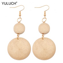 YULUCH Fashion Round Chandelier Pompom Pom Pom Earrings Trendy Hanging  Boho Wood Pendant Earings For Women Lady Jewelry 2024 - buy cheap