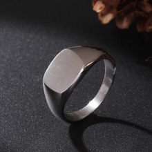 Soul Men Men's Square Brushed Signet Titanium Steel Wedding Rings for Men Women Engraved Name Date DIY Logo Rings Jewelry 2024 - buy cheap