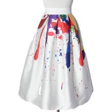 plus size 3XL!SPRING summer new fashion printed umbrella skirt women high waist ball gown skirt knee length 2024 - buy cheap