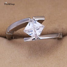 Visisap White Gold Color Square Zircon Engagement Wedding Rings for Women Fashion Jewelry Dropshipping Ring Supplier B2610 2024 - buy cheap