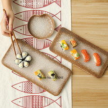 Plato de sushi de estilo japonés, plato creativo de cerámica, plato plano Rectangular, plato de pastel, vajilla retro con personalidad 2024 - compra barato