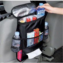 Organizador de asiento de coche, bolsa de almacenamiento de alimentos, cubierta de bolsillo de malla, cubierta del asiento trasero colgante 2024 - compra barato