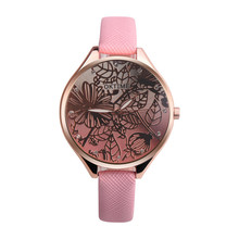 Часы женские часы Элегантные Лотос Текстура Кожа повседневные часы Аналоговые кварцевые наручные часы с кристаллами Relogio Feminino Reloj Mujer 2024 - купить недорого